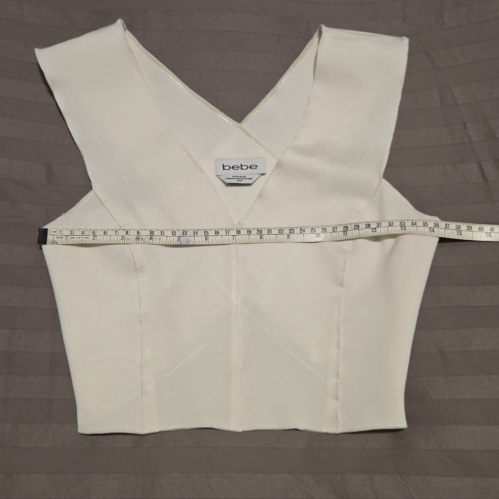 Y2K Vintage BEBE Off-White Banadage Crop Top. Size XS. - Picture 11 of 12